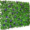 Sumery Expandable Fence Privacy Screen for Balcony Patio Outdoor,Decorative Faux Ivy Fencing Panel,Artificial Hedges (Single Sided Leaves) (4, Purple Flowers)