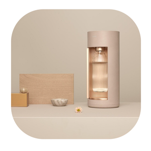New Mysoda Glassy Design Sparkling Water Maker With 1L Glass & Plastic bottle - Silent Nordic Design Soda Maker Featuring A Sliding Door Opening - No Cylinder Included - Colour Pink/Gold