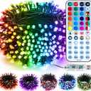 BrizLabs RGB Christmas Lights, 33FT 100 LED Color Changing String Lights with Remote, Dimmable Mini Xmas Light, USB Decorative Light String for Xmas Halloween Mardi Gras Tree Holidays Party Decor
