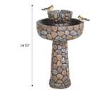 Glitzhome 2-Tier Stone Like Outdoor Water Fountain with Birds, Bird Bath Outdoor Waterfall Fountain Decor, Freestanding Water Fountains with Pump for Garden Yard Patio Porch, 24.41H