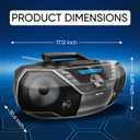 Philips Portable CD Player Boombox Bluetooth with Cassette Player All in one Powerful Stereo Boom Box CD Player for Home Mega Bass Reflex Speakers, Radio/USB/MP3/AUX Input with Backlight LCD Display
