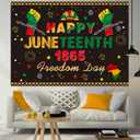 Happy Juneteenth 1865 Freedom Day Backdrop African American Emancipation Day Photo Booth Background Banner for Juneteenth Party Decoration Red Green Yellow Patriotic Holiday Party Decor (8X6 FT)