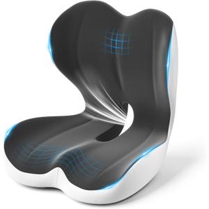 Seat Cushion, Memory Foam Car Seat Cushion with L-Shaped Ergonomic Design, Tailbone Pain & Sciatica Pain Relief Cushion for Office Chair, Car, Truck Drivers, Long Work Sessions and Wheelchair