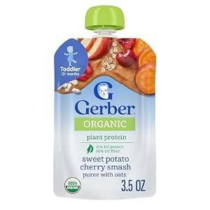 Gerber Organic Sweet Potato Cherry Smash Oat Pouch, 12 Pack | Toddler oat pouch; no added sweetener or artificial flavors; 12 x 3.5 oz BBD 31 OCT 2026