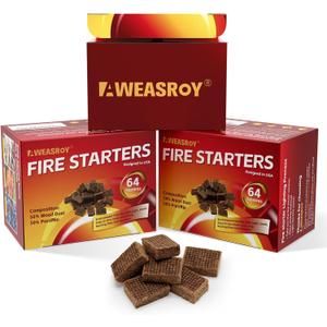 Fire Starter Squares 192 - Fire Starters for Fireplace,Chimney,BBQ Grill,Camping Fire,Wood Stove - Water Resistant and Safe Odourless - Camping Accessories