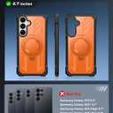 FNTCASE for Samsung Galaxy S25-FE Case: with [Magnetic Ring Kickstand] [Screen Protector] [Compatible with MagSafe] [Military-Grade Drop Protection] Heavy Duty Full Body Protective Phone Cover Orange