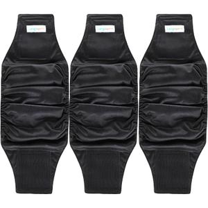 Langsprit Male Belly Bands for Dogs (Pack of 3) - High Absorbing Dog Wraps Male Washable - Reusable Dog Diapers (Black, Large)