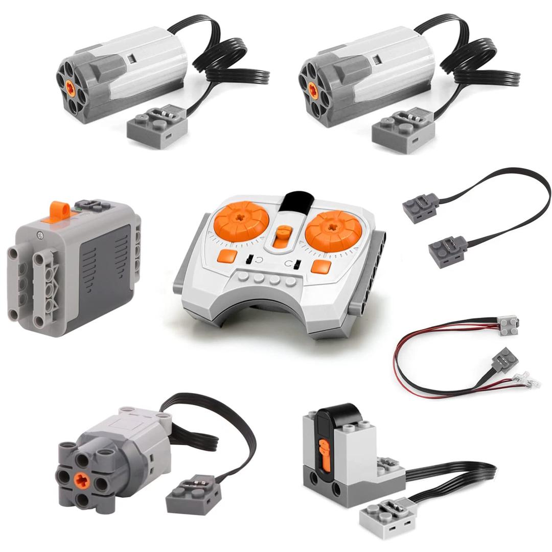 8PCS Technology Power Function Motor Set Remote Control Motor Kit Compatible with Technic,Power Function Kit as Gift