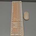 Wireless Keyboard and Mouse, Silent Keyboard Mouse Combo, Full-Sized Colorful Typewriter Keyboard with Round Keycaps, 2.4G Cute Mouse Compatible with PC/Laptop/Computer(Milk Tea)