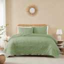 Green Quilt Set Queen Size with Pillow Sham, Ultra Soft Microfiber Lightweight Bedding Bedspread Coverlet for All Season, 3 Piece, 90x90 inches