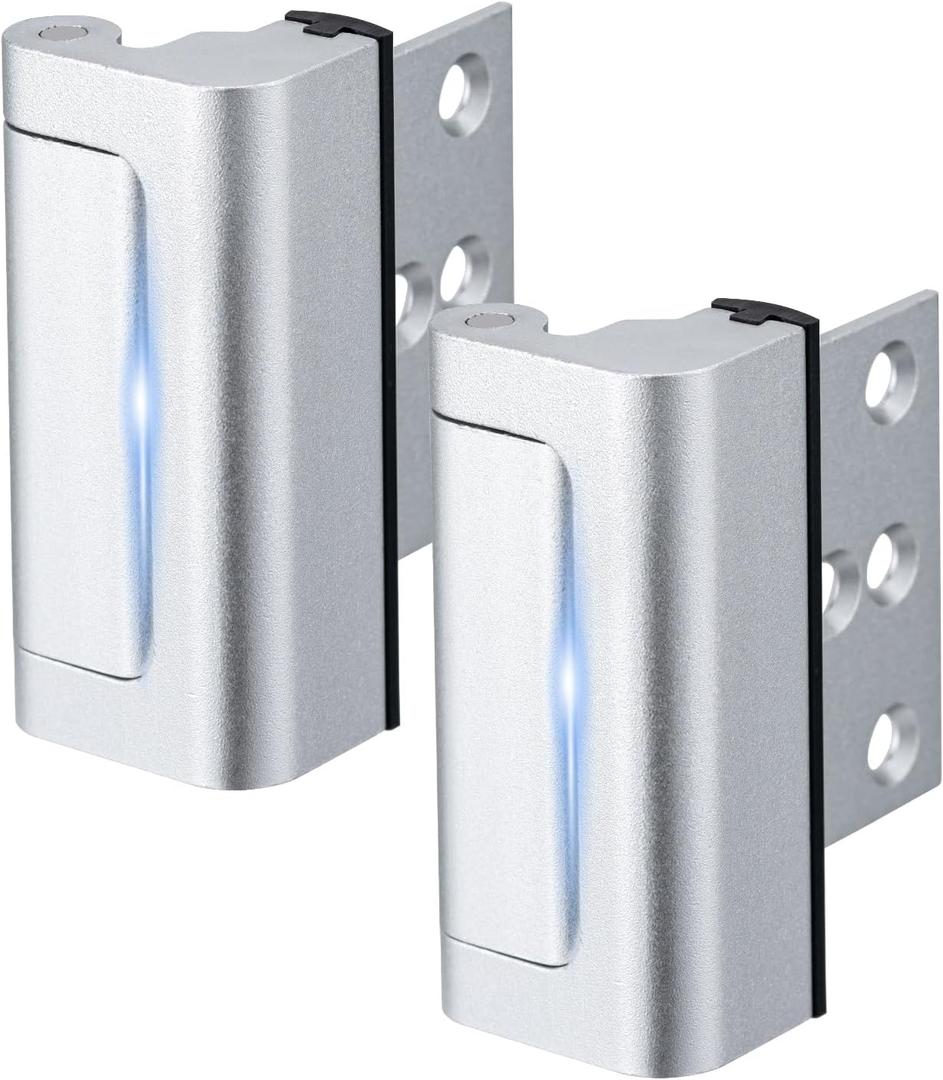 Husfunov 2 Pack Home Security Door Lock,Childproof Door Reinforcement Lock,with 3" Stop Withstand 800 lbs,for Inward Swing Doors,Night Kids Safety Metal Flip Lock Deadbolt Latch (Silver)