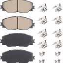 ILONPA Front Ceramic Disc Brake Pads Set for Toyota Corolla 2009-2019, RAV4 2006-2018, Matrix 2009-2014, Prius V 2012-2017, for Scion xB xD 08-14, for Lexus HS250h 10-12 4PCS(With Hardware)