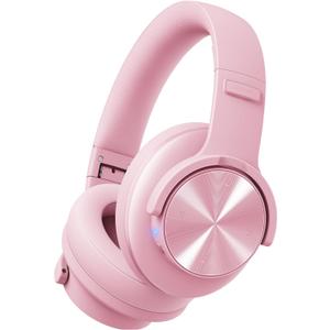 Picun B8 Headphones Wireless Bluetooth, 120H Bluetooth Headphone Over Ear with 3EQ Music Modes, Hands-Free Calls, Deep Bass Headphones for Travel Home Office Cellphone PC (Pink)