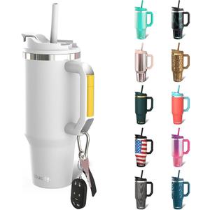 Frost Buddy Thicc Buddy - 40 oz Stainless Steel Vacuum Insulated Tumbler with Lid and Straw for Water - Travel Mug Cupholder Friendly - Gifts for Women Men Him Her