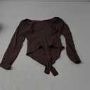 SUUKSESS Women Backless Y2k Long Sleeve Bodysuit Double Lined Open Back Sexy Basic Top (Small, Mocha)