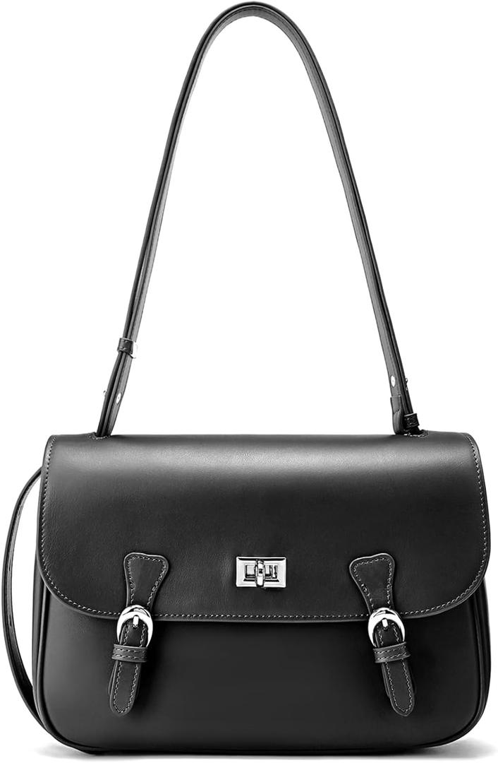 hedexe Genuine Leather Crossbody Bag for Women: Designer Shoulder Purse with Twist Lock - Trendy Ladies Handbag for Travel | Waterproof
