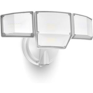 LUTEC 80W Dusk to Dawn Flood Lights Outdoor, 9000LM Super Bright LED Security Light with Photocell, IP65 Waterproof, 5000K Daylight, Hardwired 4 Heads Floodlight for Garage, Yard, Patio (White)