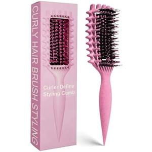 Curly Hair Brush Candybrush Curl Defining Brush for Detangling Shaping and Defining Curls for Women, Men, Wet & Dry Hair (Pink), Set of 2