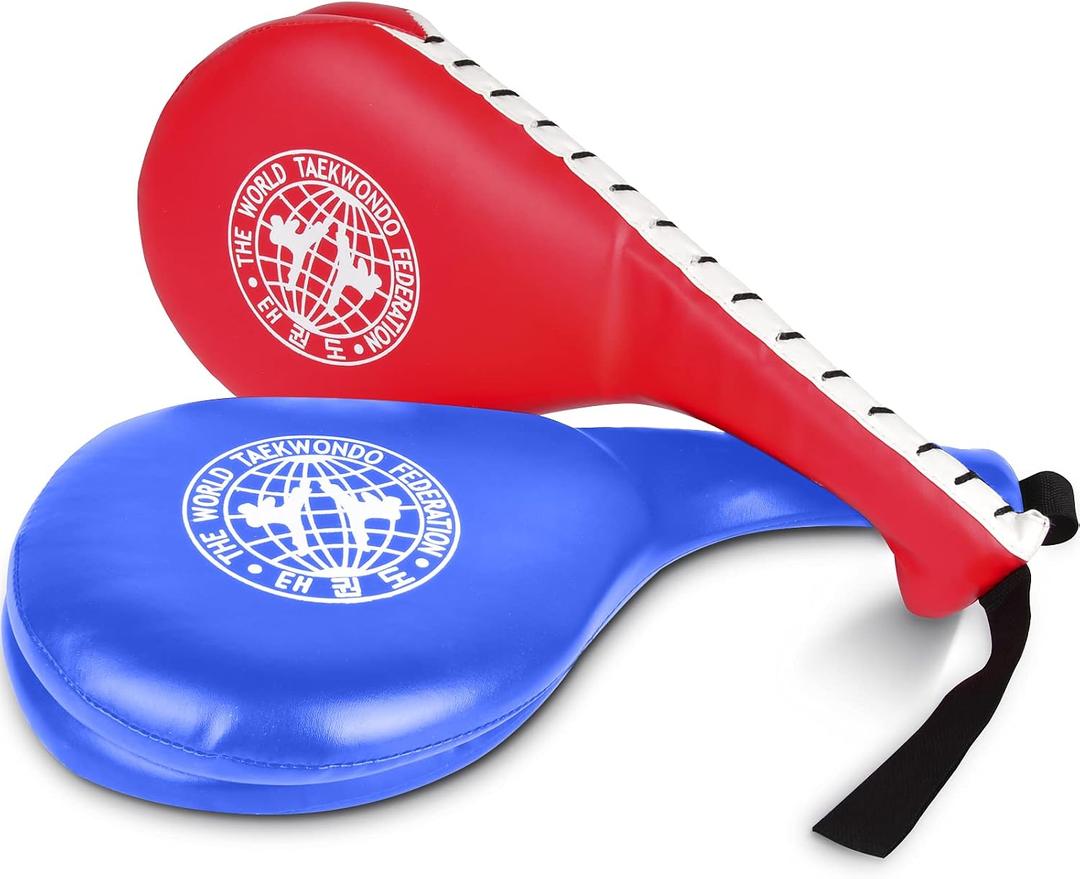 Taekwondo Kick Pads 2PK, Karate Martial Arts Training Equipment Kicking Target Pad, Double Strike Boxing Pads for Kids Youth Adult (Blue&Red)