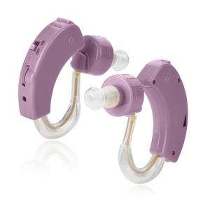 Premium Listening Set of 2 Small BTE Amplifiers Personal Audio Headphones Pair Device Daily Living Sports and Outdoors (Purple)