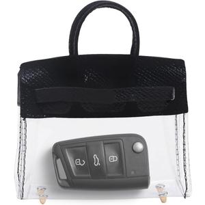 smilfuy Mini Creative Car Key Case, Small Transparent Handbag Key Holder Wallet, Keychain Bag Car Key Fob Case Cute Present for Woman Girl (Black)