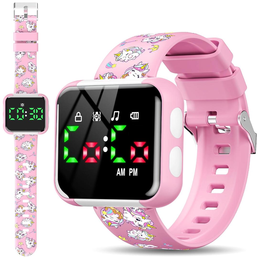 Potty Training Watch for Toddler Girls: Adjustable Volume Potty Watches for Kids Water Resistant Toilet Timer Alarm Unicorn Toddler Watch 1-3 Birthday Gifts for 2 3 4 Year Old Girl(Pink)