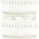 Dahey Over The Door Organizer Boho Nursery Storage Decor Closet Hanging Organizer with Tassels Decoration for Bedroom Nursery Bathroom Apartments Dorm Pantry, 5 Pockets, White
