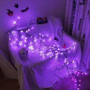 Halloween Decorations Purple Willow Vine Lights with Remote, Color Changing Swags Decorations Room Decor,144 LEDs Lighted Willow Vine Lights for Halloween Yard Garden Lawn Party Flower Bed