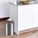 Umbra 1.25 Gallon Mini Waste Can with Removable Swing-Top Lid - Small Garbage Bin for Kitchen, Bathroom, Bedroom, Office - Compact Trash Can Fit Under Tables & Counters - Silver
