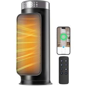 Smart Space Heater, 1500W PTC Heater with Wifi/ App/ Alexa/ Google Voice Control for Indoor Use, Heats & Cools 2 in 1 Eco Heater for Home Office Bedroom Living Room Bathroom Nursery Apartment
