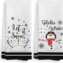 Winter Snowman Kitchen Towels and Dishcloths Set of 2, Winter Snowman Hand Towels, Hello Winter Hand Towel, Let It Snow Decor Towel, Christmas Hand Towels for Kitchen Bathroom, 1624 Inches