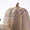 DN DECONATION 2-Pack Fall Pumpkin Decorations for Home, Faux Pumpkins for Decorating, Rustic Brown Resin Pumpkins Decor with Carved Leaves  Thanksgiving Table Centerpiece, Modern Farmhouse Fall Decor