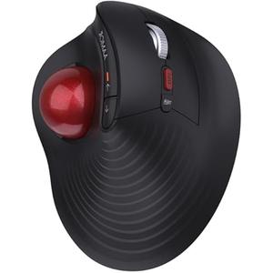 JOMAA Wireless Vertical Trackball Mouse - Ergonomic Design, 3-Device Switching, 2.4G/Bluetooth 5.0, Rechargeable Type-C, Adjustable DPI, Compatible with Windows/macOS/iOS/Android (RED)