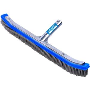 Aquatix Pro Pool Brush Head, 18" Heavy Duty for Cleaning Walls & Floors, Stainless Steel Bristles, Reinforced Aluminum Back, Curved Ends for Corners, EZ Clip, Swimming Pool Brushes for Tiles & Steps
