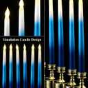 Funtery 48 Pcs Flameless LED Taper Candles Battery Operated Candles Bulk Realistic LED Candlesticks Flickering for Wedding Church Graduation Party Home Decor(Gradient Blue,Classic Style)