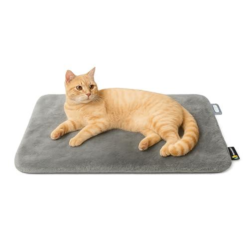Homcolorful 17"x30" Cat Heating Pad - Dual-Sided Pet Heated Pad for Cat and Small Dog with Removable Washable Cover & Adjustable Temperature, 24V Safe Heating, Anti-Chew Cord, 1H/2H Timer (Dark Gray)