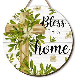 Spring Wooden Wreaths for Front Door Easter Butterfly Welcome Sign Summer Birds Flowers Decor Jesus Spring Decorations for Home Party
