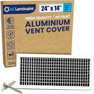 24" x 24" Duct Hole Aluminum Single Deflection Adjustable Air Supply Register, Decorative HVAC Vent Cover, Ceiling & Wall AC Deflector, Heating & Cooling Supply with Multi-Shutter Damper  ACLAMINAIRE