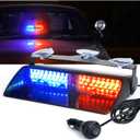 Xprite Red Blue LED Emergency Dash Strobe Light, Interior Windshield Safety Warning Police Lights w/Suction Cups, 12V Windshield Visor Light Bar for Police Law Enforcement Firefighter Vehicles Trucks