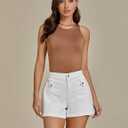 luvamia Jean Shorts for Women High Waisted Wide Leg Elastic Waist Stretchy Denim Jorts Summer Causal Shorts with Pockets (White, XXL)