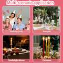 Set of 12 Bow-Printed Taper Candles 10 Inch - Smokeless, Dripless, Long Burn Time, White & Pink Decorative Candles for Wedding, Birthday, Dinner, Holiday Decor & Romantic Gifts