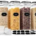 Cereal Containers Storage Set (4L / 135.2oz), 4PCS Airtight Food Storage Containers with Lids, Cereal Dispensers for Kitchen Pantry Organization and Storage with Pour Spout, 20 Labels, Marker