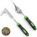 2-Piece Weeding Tool Set, Manual Weed Puller Tool, Crack Weeder Crevice Weeding Tool Stainless Steel, Paving Brick Moss Dandelion Removal, Weed Remover Tool for Garden Patio