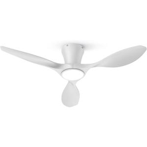 TALOYA Ceiling Fans with Lights,42 inch Modern Low Profile Ceiling Fan with Light and Remote Control, Flush Mount, 3CCT, White Ceiling Fan for Bedroom Living Room and Patio