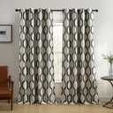 Elrene Home Fashions Renzo Ikat Geometric Room-Darkening Window Curtain, Living Room and Bedroom Drape with Grommets, 52"x84", 1 Panel, Black