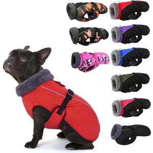 IECOii Warm Dog Coat - Adjustable Jacket with Reflective Fleece Turtleneck for Cold Weather, Soft Winter Coat for Small to Extra Large Dogs (Medium(Chest:16.5-20.9 in), Pure Red)