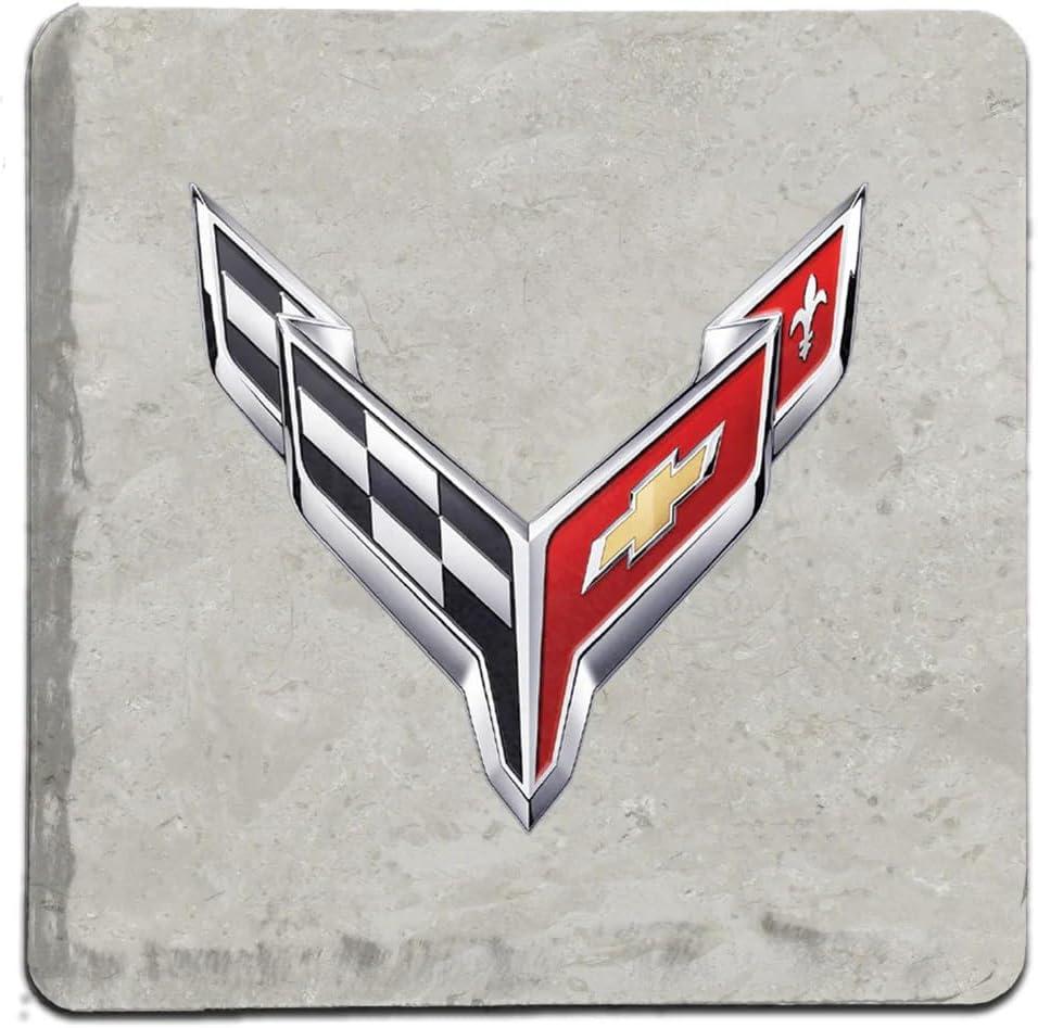 C5, C6, C7, C8 Corvette Logo Stone Tile Coasters (Individual) 4"x 4" - Officially Licensed by GM (C8 Logo)
