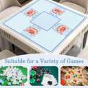 Blue Coastal Beach Crab Mahjong Mat 31.5x31.5 Inch, Non-Slip and Noise Reduction Mah Jong Table Mat Cover Gifts for Mahjong Lovers Poker Board Games Dominoes