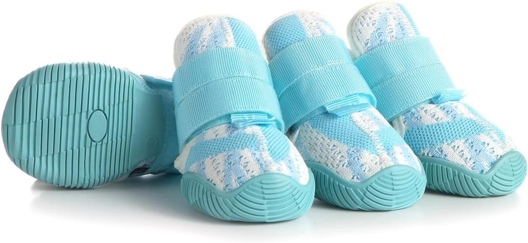 Dog Shoes for Medium Dogs, Anti Slip Senior Dog Boots for Hardwood Floors, Paw Protectors for Hot Pavement & Snow, Breathable Non Slip Dog Booties with Double Straps, Blue Size 6