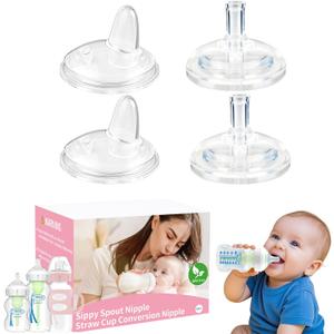 Sippy Nipple Compatible with Dr. Brown's Wide-Neck Baby Bottles & Sippy Spout Bottles (1 Count (Pack of 4))